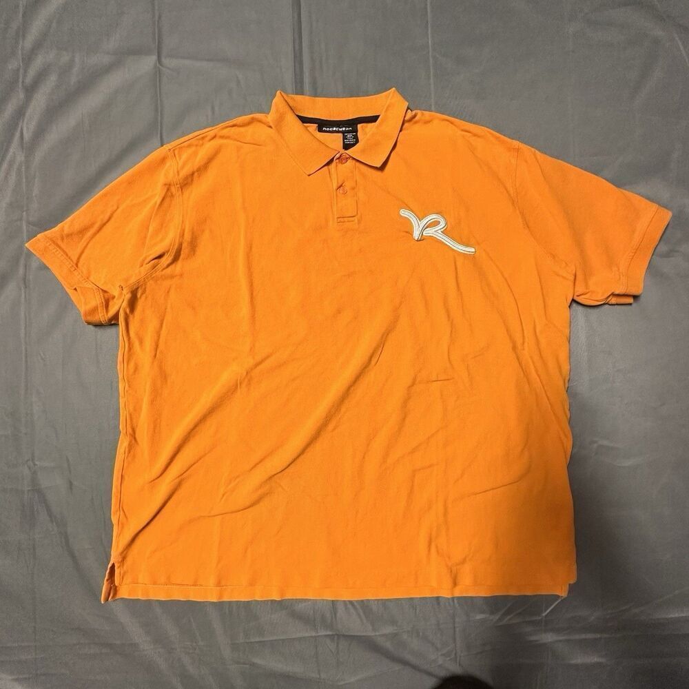 Vintage Rocawear Shirt Mens 3XL Embroidered Logo Orange Polo Streetwear Y2K